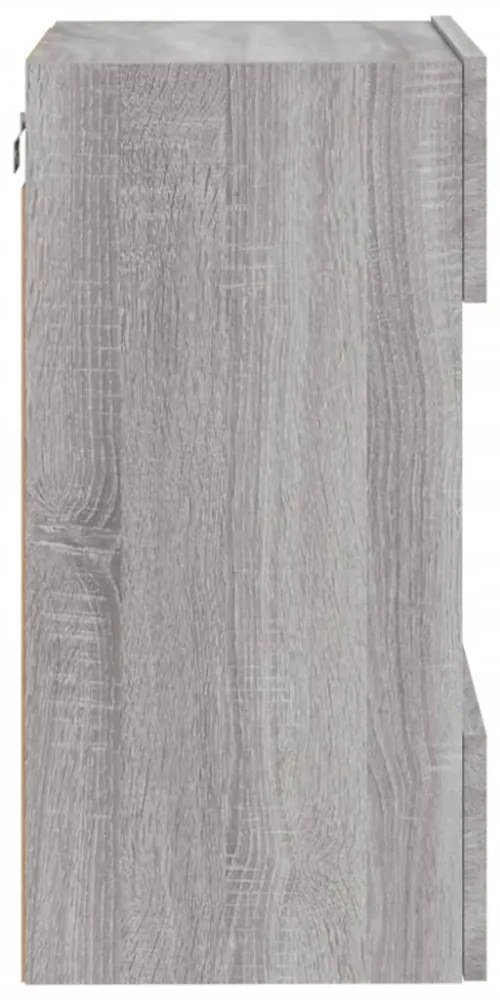 szürke sonoma színű fali TV-szekrény LED-del 40x30x60,5 cm