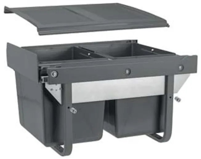 Hulladékgyűjtő GTV Practi Eco 450, szelektív, manuális működés, lágy záródás, 2x15 L edénnyel, fedéllel