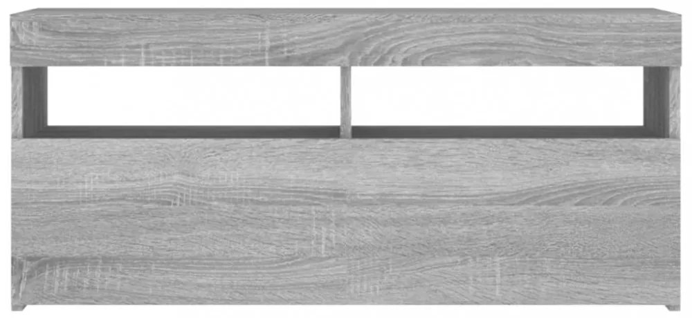 szürke sonoma színű TV-szekrény LED-világítással 90x35x40 cm