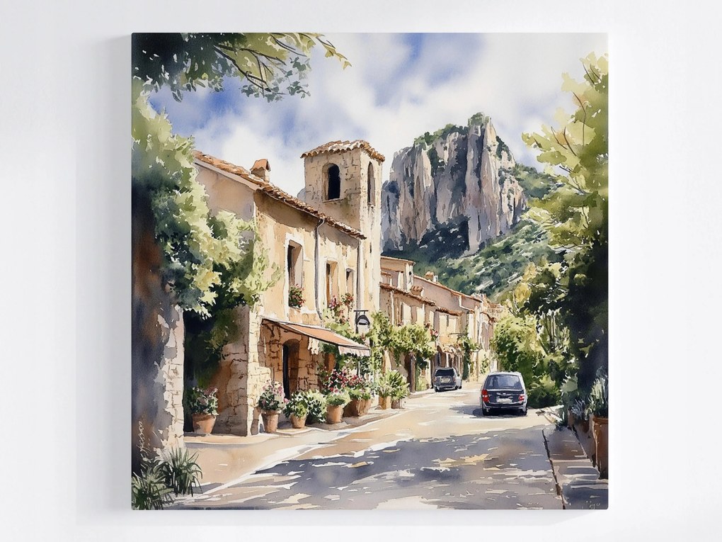 Poszter Építészet Franciaország Provence Utca Hegyek 40x40