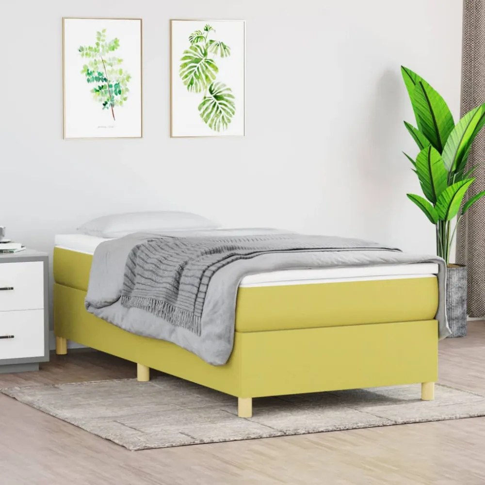 zöld szövet ágykeret matrac nélkül 100x200 cm