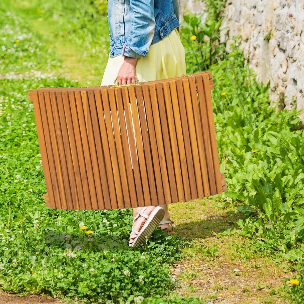 FLORIDA kerti nyugágy, összecsukható, 57x190x51cm, természetes barna Casaria