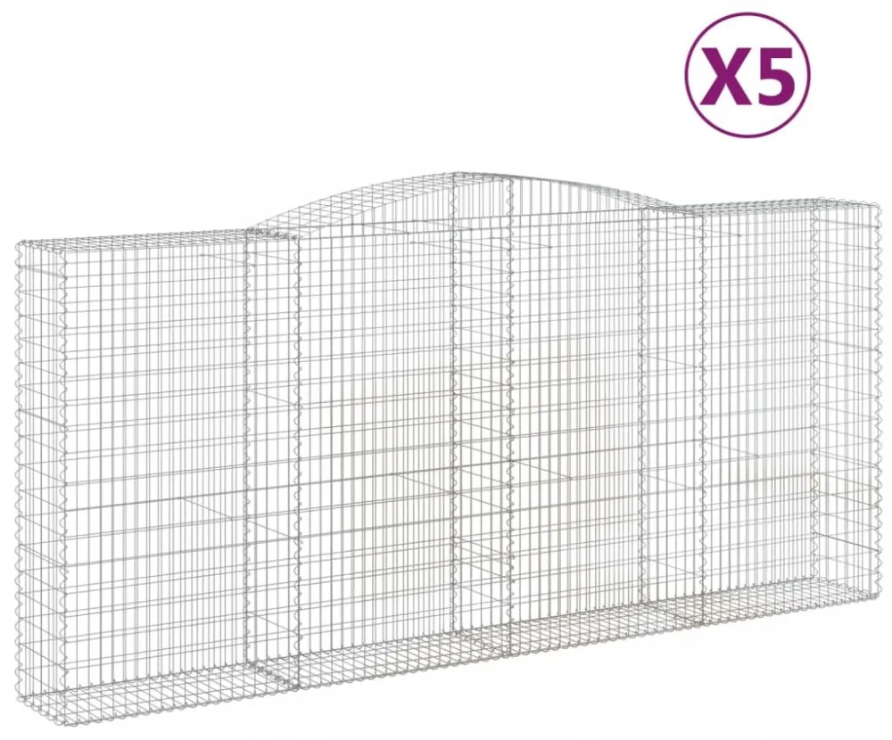 5 db íves horganyzott vas gabion kosár 400x50x180/200 cm
