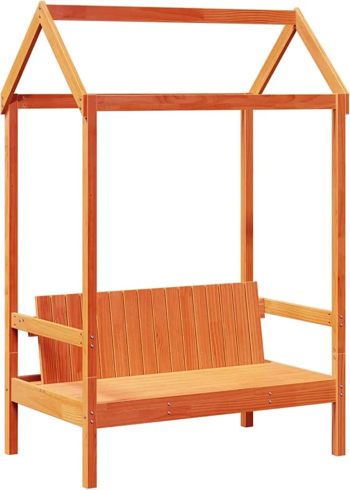 vidaXL viaszbarna tömör fenyőfa pad tetővel 117,5 x 70 x 176,5 cm
