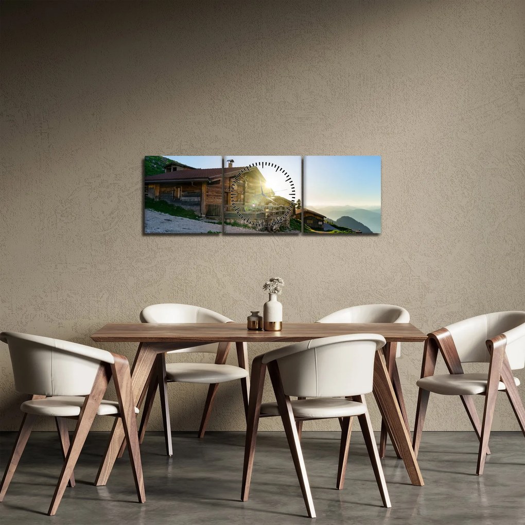 Kép - reggel az Alpokban, Tirol (órával) (90x30 cm)