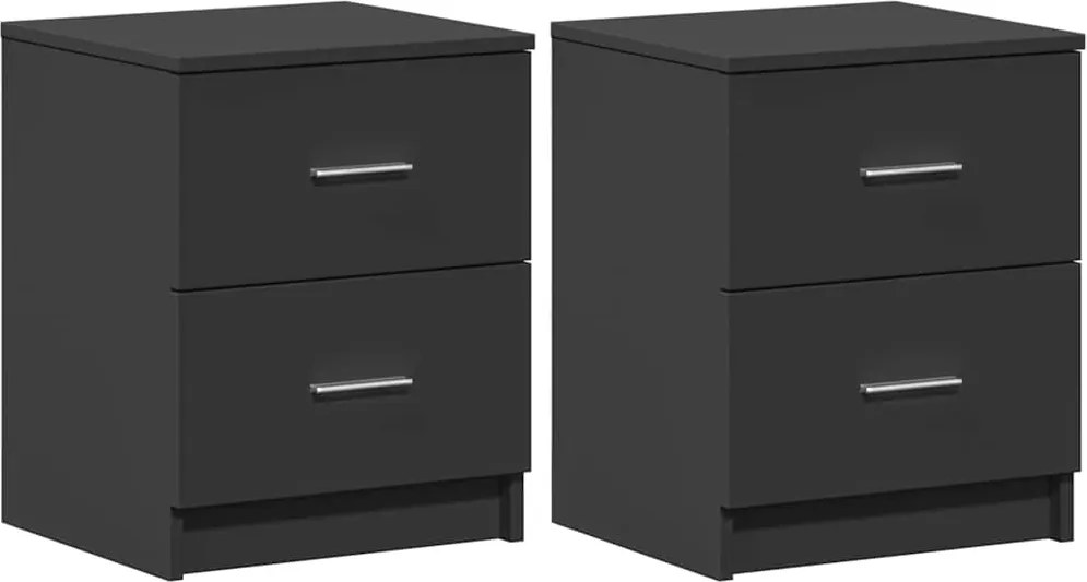 vidaXL 2 db fekete éjjeliszekrény 2 fiókkal 40x36x50 cm
