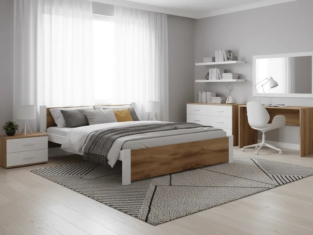 IKAROS ágy 180 x 200 cm, tölgy artisan/fehér Ágyrács: Ágyrács nélkül, Matrac: Sommera matrac 18 cm