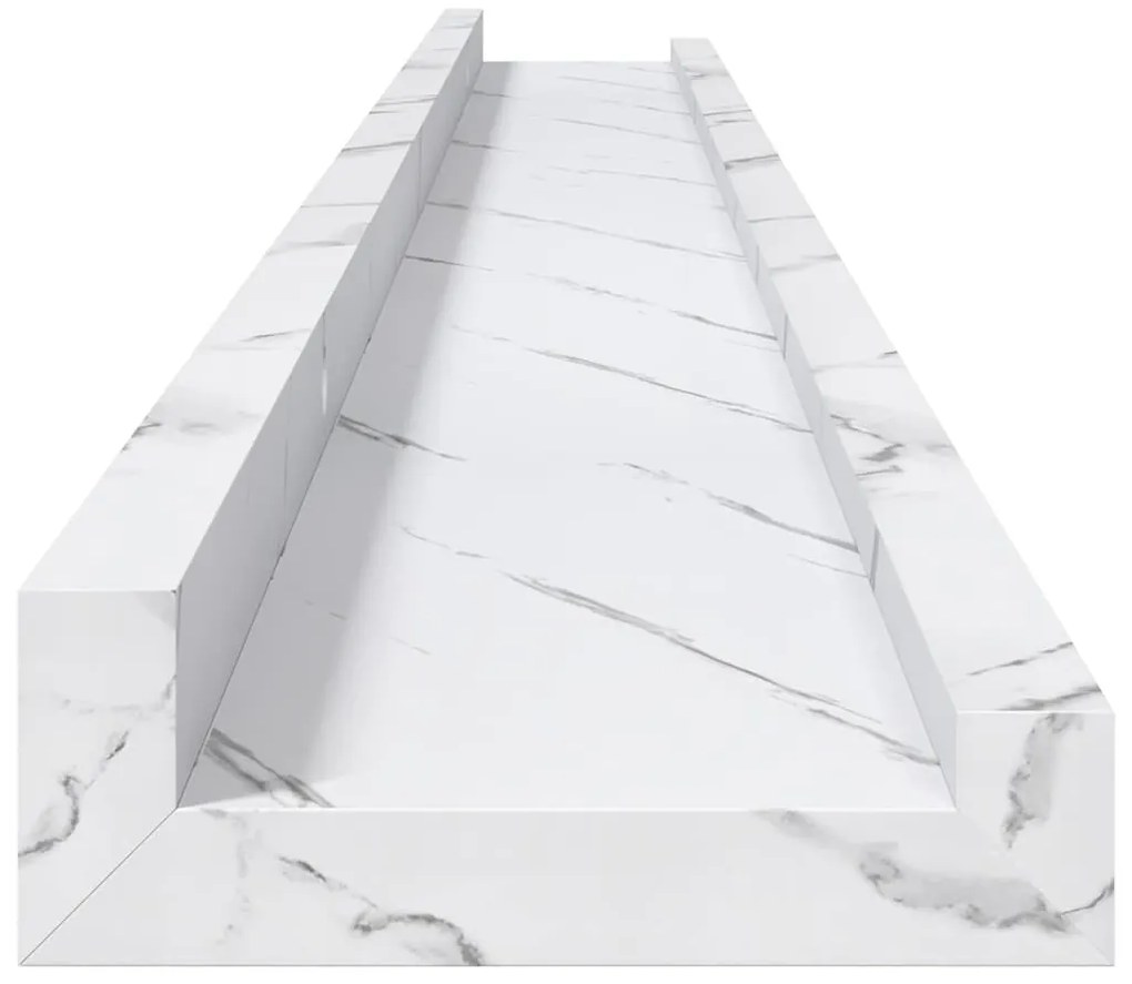 vidaXL Falpolc polcokkal 4 pcs Fehér márvány 100 x 9 x 3 cm Faanyag