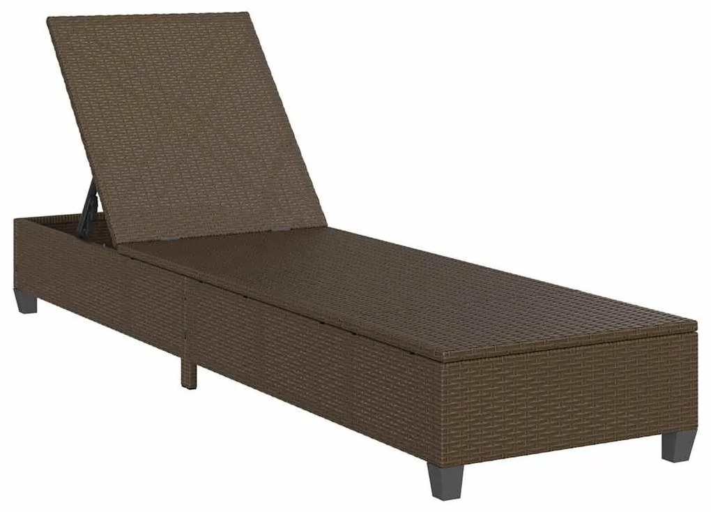 Barna polyrattan napozóágy párnákkal 55x200x25,5 cm