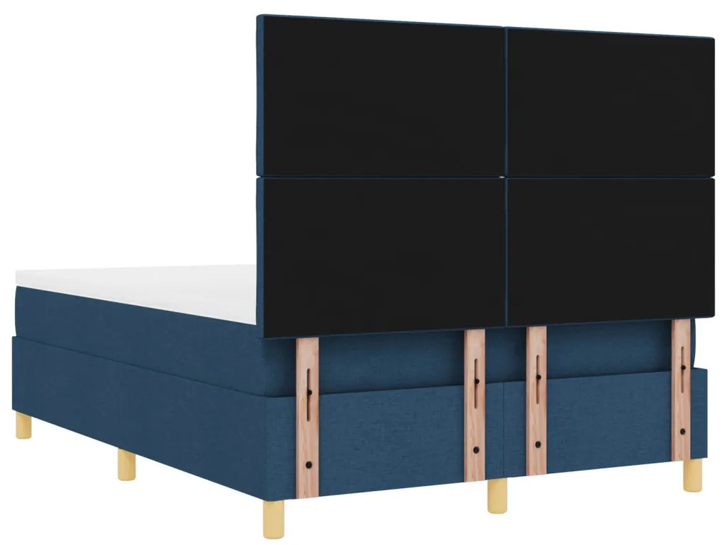 Box Spring Ágy Matraccal és LED Kék 140x200 cm Szövet