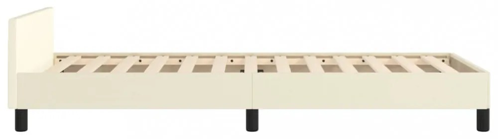 krémszínű ágykeret fejtámlával matrac nélkül 100x200 cm