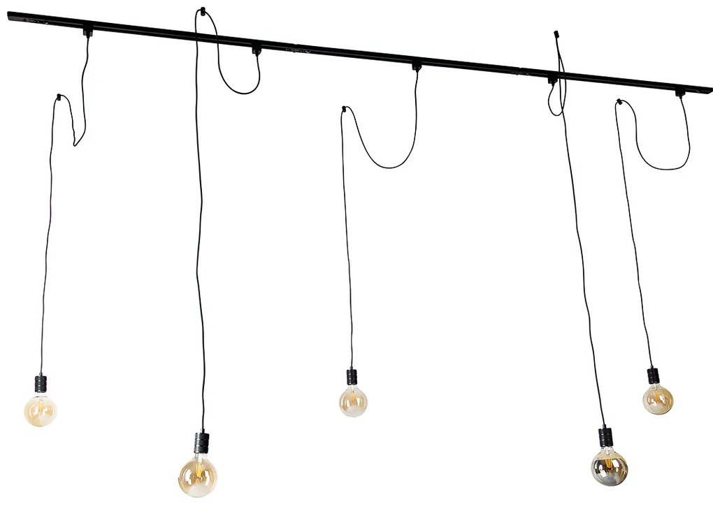 Modern sínrendszer 5 fekete függőlámpa - Iconic Cavalux