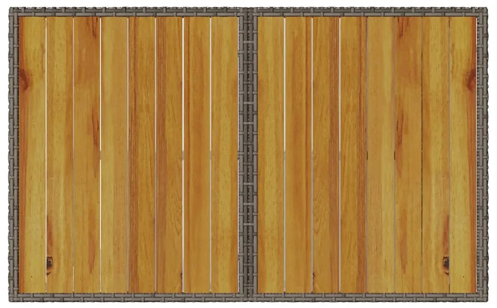 szürke polyrattan falapos kerti asztal 110x68x70 cm