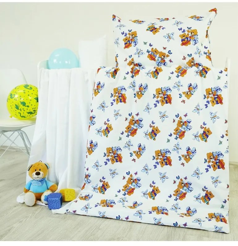 EMI medvés fehér gyerek ágyneműhuzat, Paplan 90x130