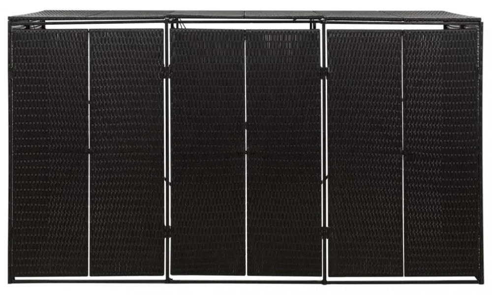 fekete polyrattan hármas kerekeskuka tárolófészer 207x80x117 cm