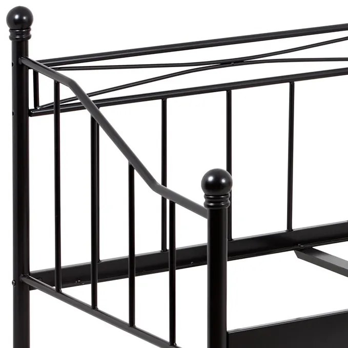 Fém Egyszemélyes Ágy 208×98 cm, Fekete Színben. BED-1905 BK