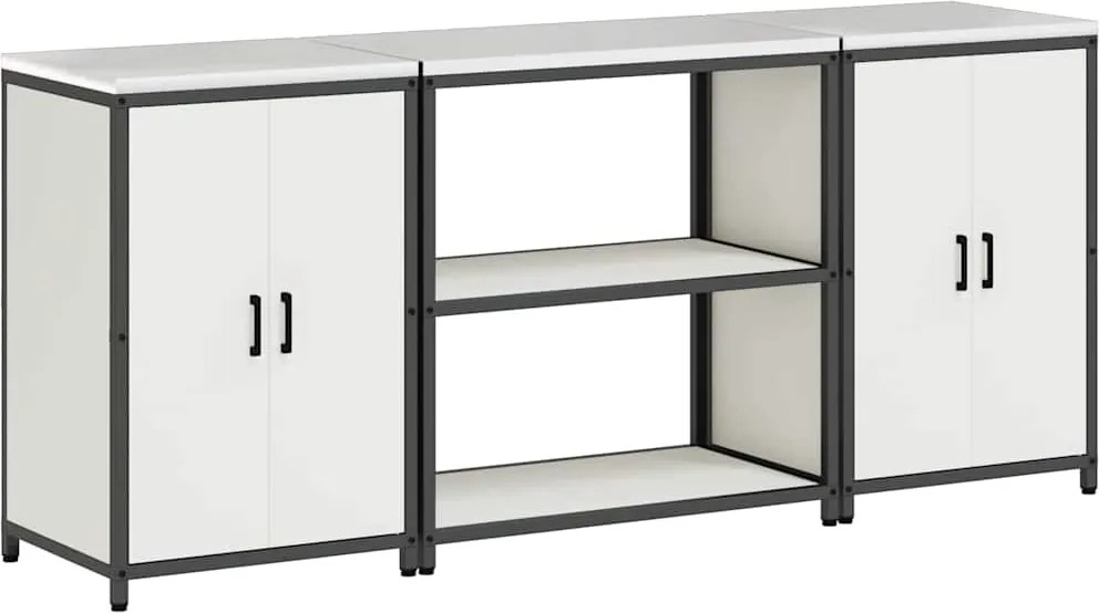 vidaXL Konyhai Tároló Készlet 3 pcs Fehér Hidegen hengerelt acél