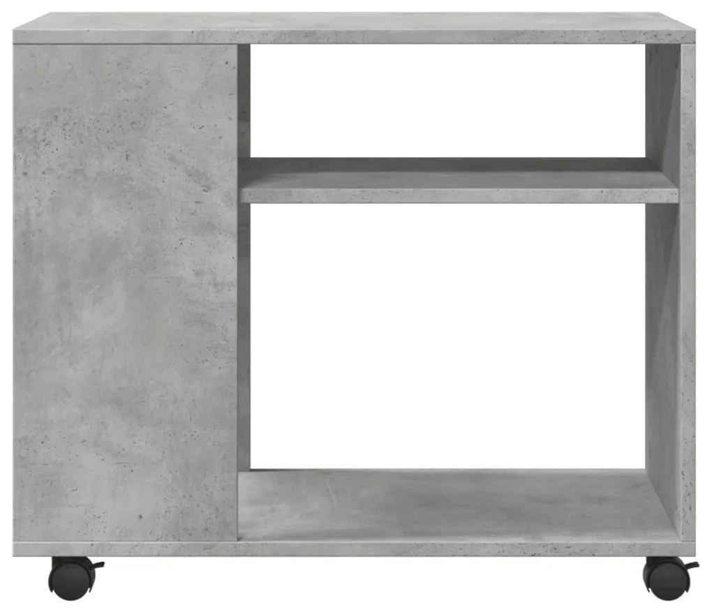 betonszürke szerelt fa kisasztal kerekekkel 70 x 35 x 60 cm