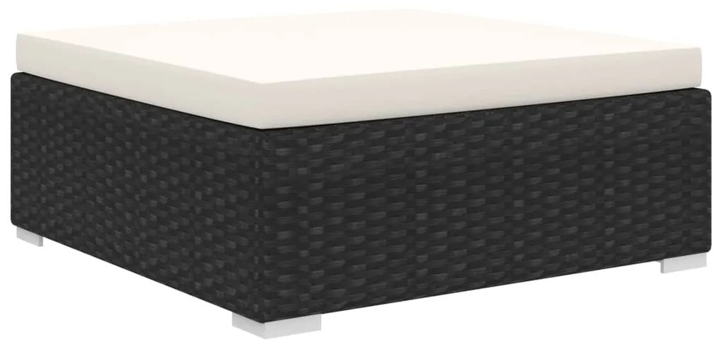 vidaXL 10-részes fekete polyrattan kerti bútorszett párnákkal