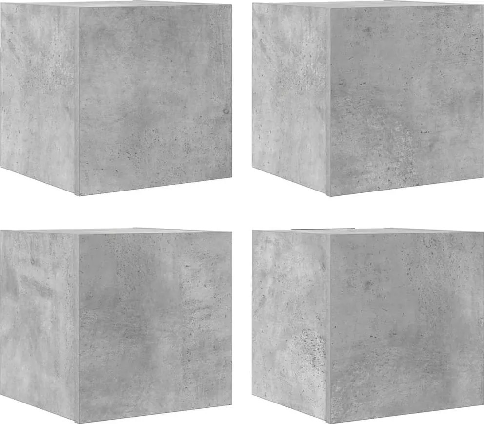 vidaXL 4 db betonszürke falra szerelhető TV-szekrény 30,5 x 30 x 30 cm