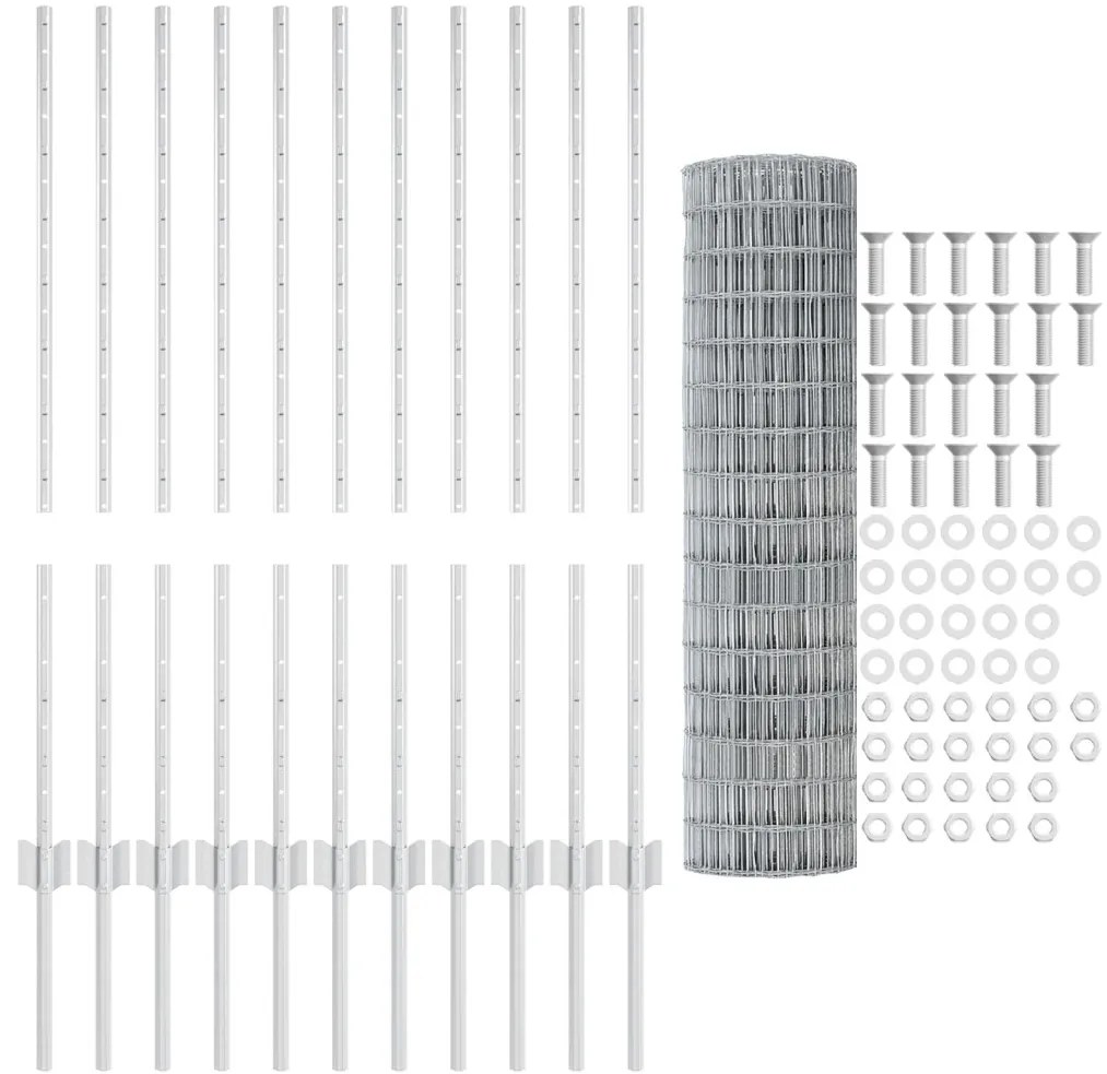 Kerti Kerítés Készlet 2 db Galvanizált Acél 25 x 1 m Tartós