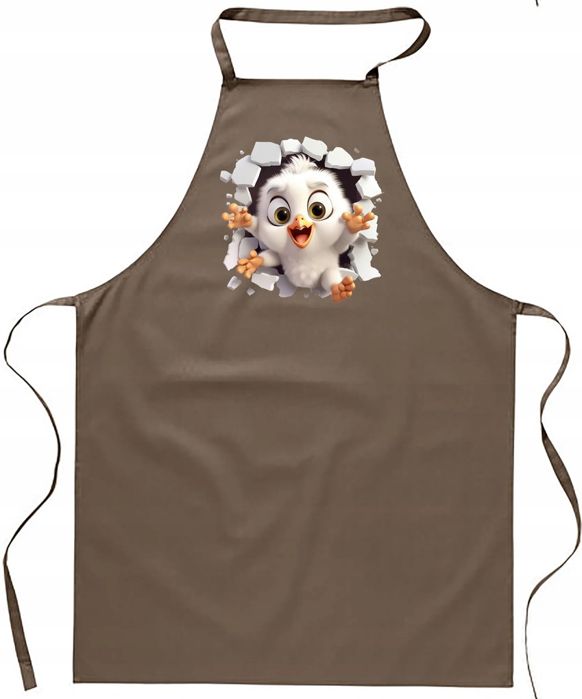 Konyhai Kötény pamut bézs lyuk Csirke csirke FA_477_b