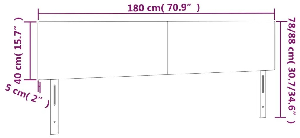 sötétkék bársony LED-es fejtámla 180x5x78/88 cm