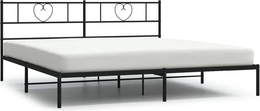 vidaXL fekete fém ágykeret fejtámlával 200 x 200 cm