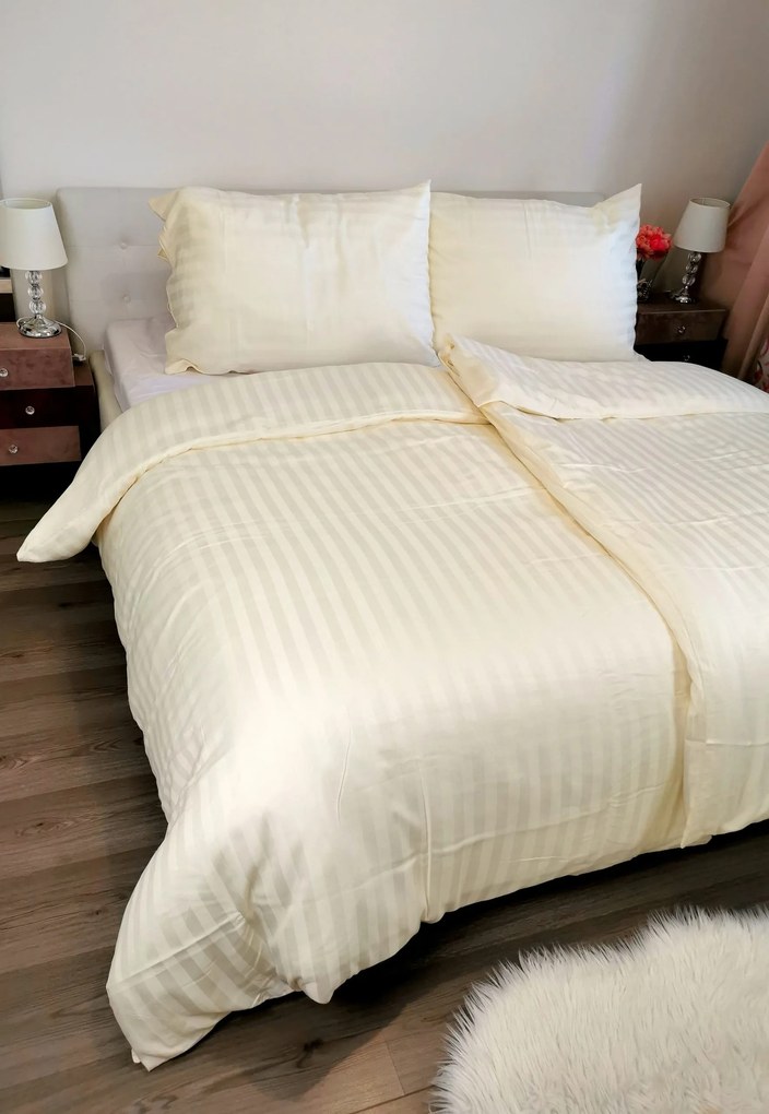 Damaszt krémlapok TiaHome - 1x Párna 90x70cm, 1x Paplan 140x220cm