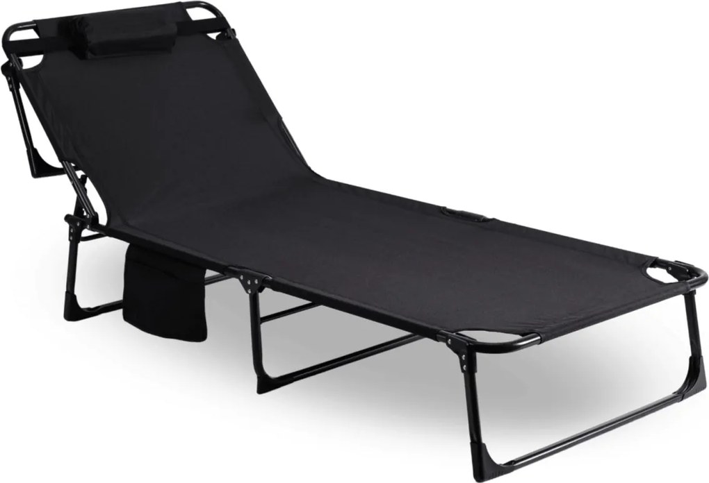 Leżak Ogrodowy Łóżko Polowe VENUS Czarne