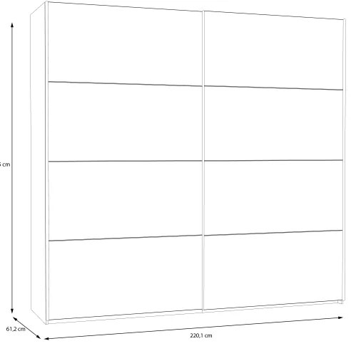 KARO gardróbszekrény tükörrel 220x210 cm fehér