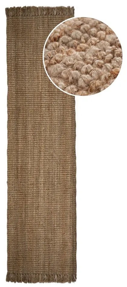 Natúr színű kézi szövésű juta futószőnyeg 60x150 cm Jute Boucle – Flair Rugs