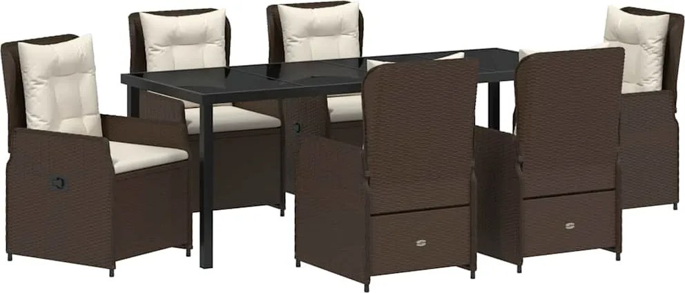 vidaXL Kert étkező szett 7 pcs Barna polirattan