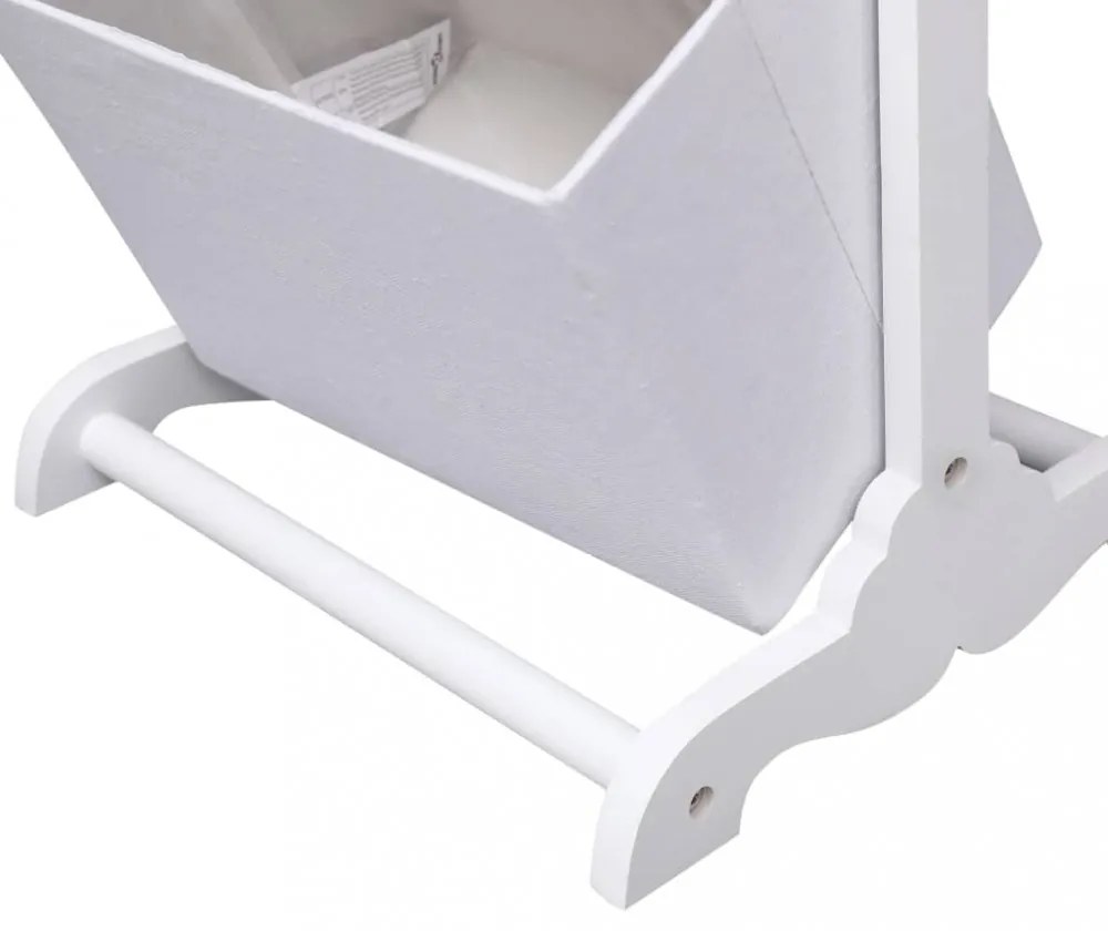 4 szintes fehér fa kosárállvány 35 x 35 x 125 cm