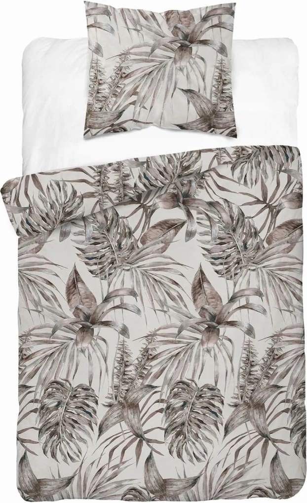 Szatén ágyneműhuzat 140x200 bézs levelek Home Satin