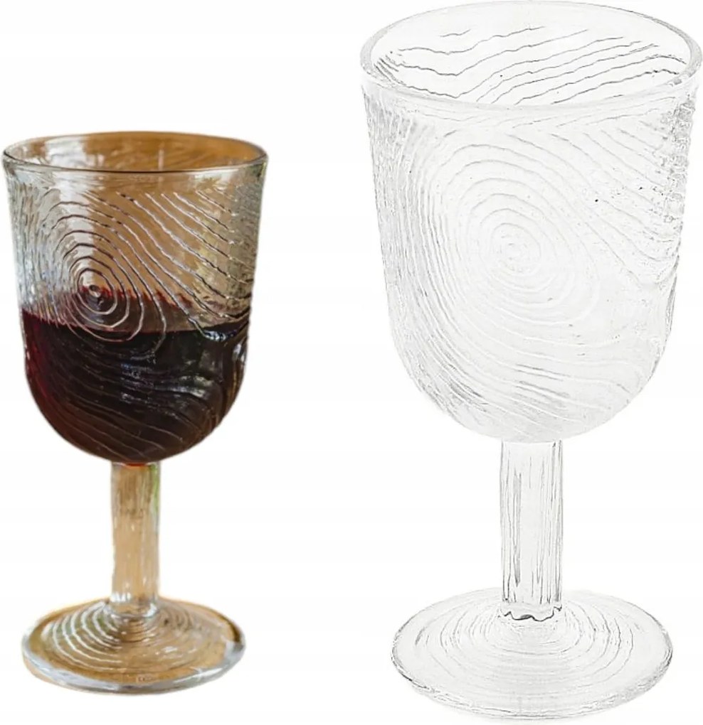 Borospohár Arbre Fa Szelet Mintával, Átlátszó Üveg