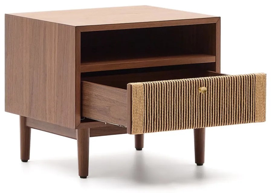 Barna éjjeliszekrény diófa dekorral Elan – Kave Home