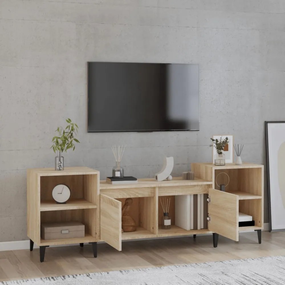 sonoma tölgyszínű szerelt fa TV-szekrény 160x35x55 cm