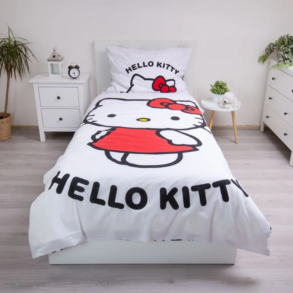 Hello Kitty White ágyneműhuzat 135×200cm, 80×80 cm