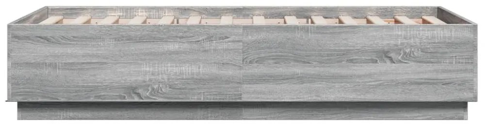 szürke sonoma színű szerelt fa ágykeret LED-del 75x190 cm