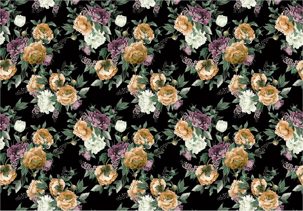 Flizelin fotótapéta Sötét virágok luxus minta 400x280 +ragasztó