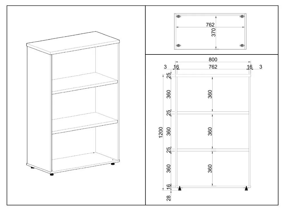 SimpleOffice közepes szekrény 80 x 40 x 120 cm, nyír