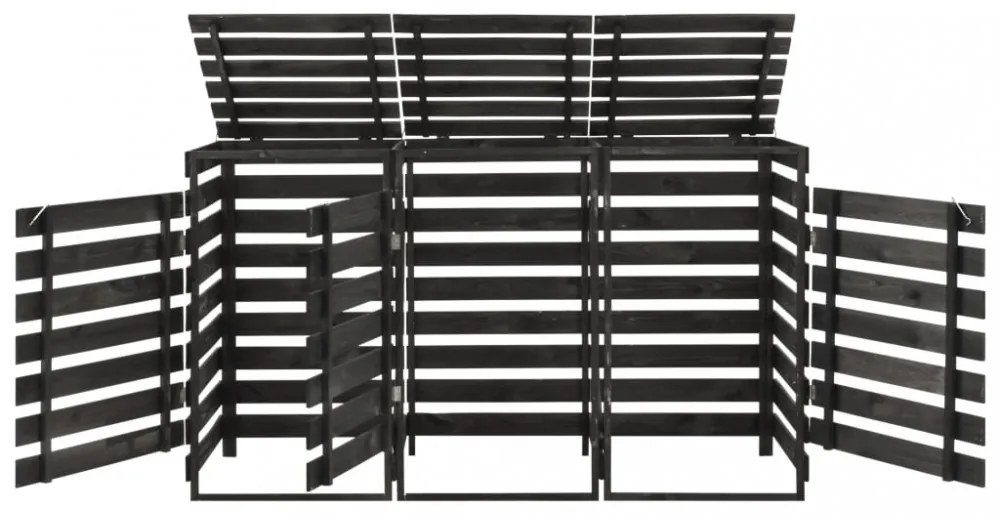 festett tömör fenyőfa tripla kerekeskuka-tároló 210x75x121 cm