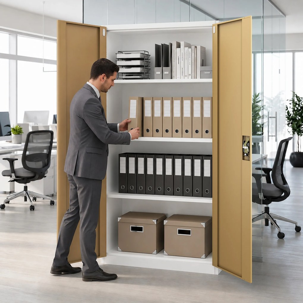 Irodai iratszekrény fehér / dió: Eco Design JAN 900 x 1850 x 400 mm