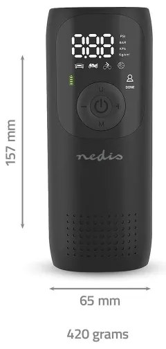 Nedis PAAC10BK - Digitális zsebkompresszor 4000 mAh 5V