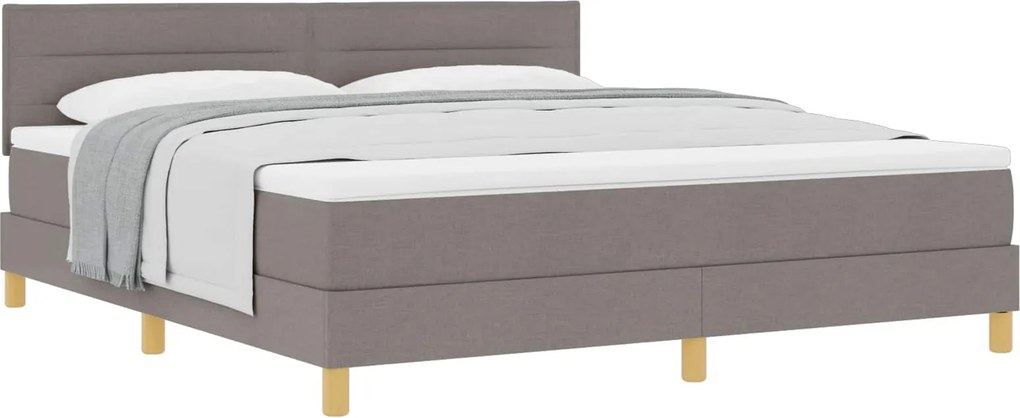 vidaXL Boxrugós ágy matracmal fejtámlával Tópszínű 180 x 200 cm szövet