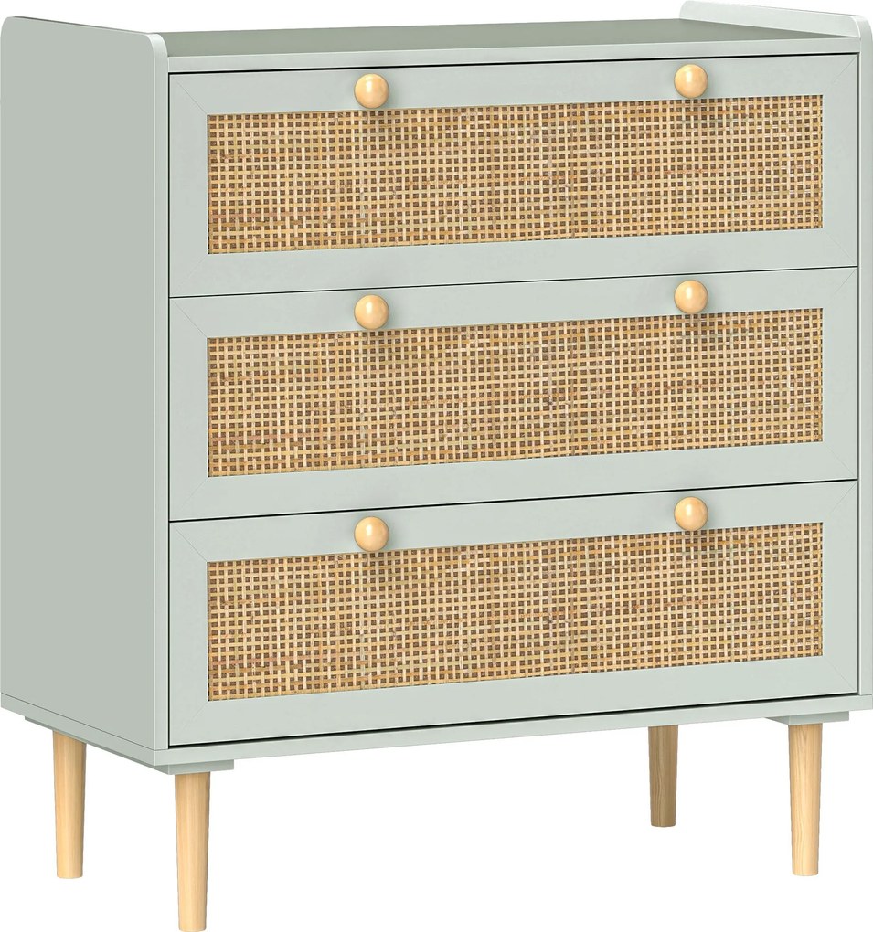 HOMCOM 3 Fiókos Tálalószekrény, Méretek: 80 x 40 x 87,5 cm, Boho Stílusú Fiókos Szekrény, Tárolószekrény Nappalihoz, Hálószobához, Előszobához | Aosom