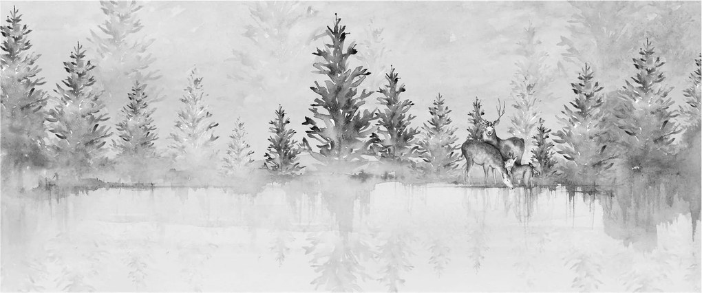 Kép - Szarvas a tónál (120x50 cm)