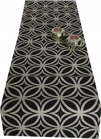 Futófelület fekete mocca Vastag Szövet 40x140 geometrikus