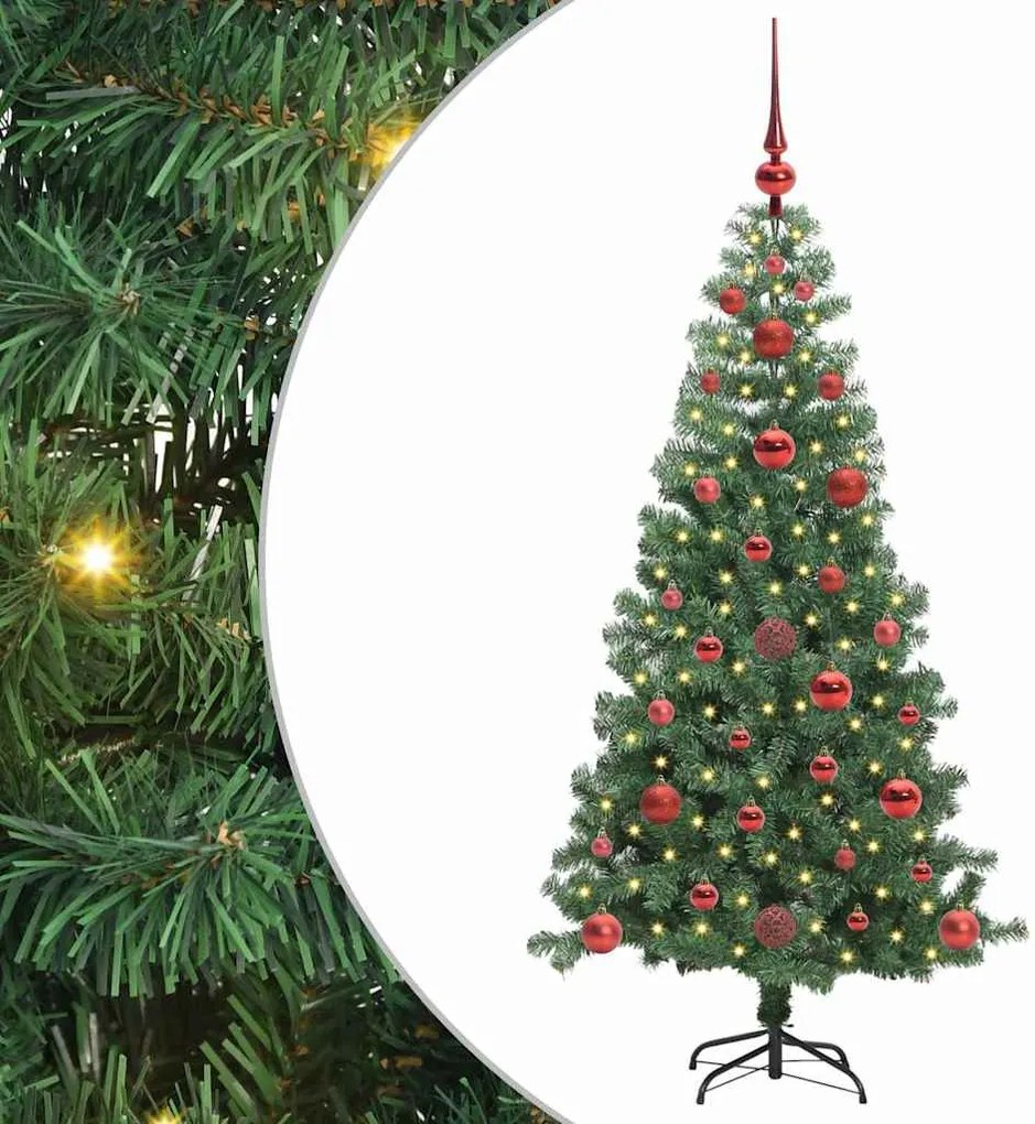 vidaXL Karácsonyfa 150 LED-del állvánnyal Zöld 120 cm PVC